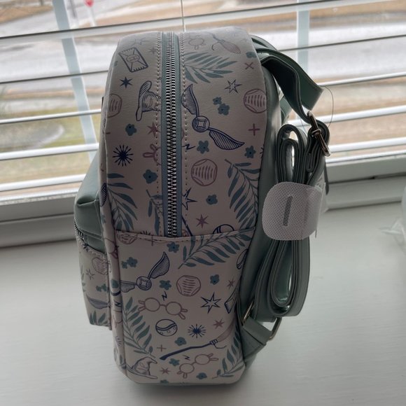 New Bioworld Harry Potter Symbols Mint Green and Ivory Mini Backpack - Picture 8 of 8